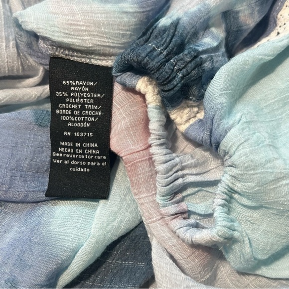 Zac & Rachel Tie Dye Peasant Blouse Long Sleeve Lace Trim Boho Top Bohemian 1X - Picture 7 of 7